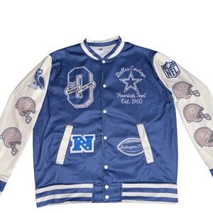 NFL Dallas Cowboys Blue and White Varsity Jacket